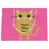 Cat Birthday Party Große Geschenktüte (Vorderseite)