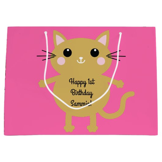 Cat Birthday Party Große Geschenktüte (Vorderseite)