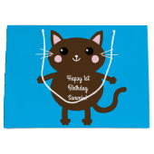 Cat Birthday Party Große Geschenktüte (Vorderseite)
