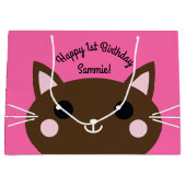 Cat Birthday Party Große Geschenktüte (Vorderseite)