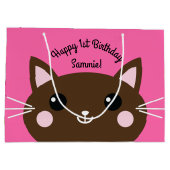 Cat Birthday Party Große Geschenktüte (Rückseite)
