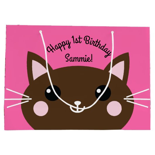 Cat Birthday Party Große Geschenktüte (Rückseite)