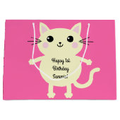 Cat Birthday Party Große Geschenktüte (Vorderseite)