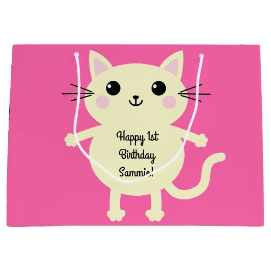 Cat Birthday Party Große Geschenktüte (Vorderseite)