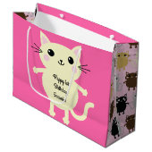 Cat Birthday Party Große Geschenktüte (Vorderseite Schrägansicht)
