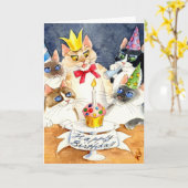 Cat Birthday Party Grußkarte Karte (Gelbe Blume)