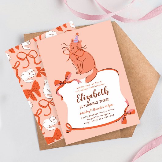 Cat Birthday Party Invite, Modern Pawty Cat Einladung