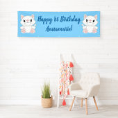Cat Birthday Party Kitty Blue Banner (Insitu)