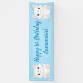 Cat Birthday Party Kitty Blue Banner (Vertikal)