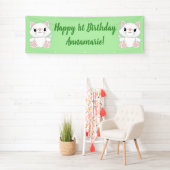 Cat Birthday Party Kitty Green Banner (Insitu)