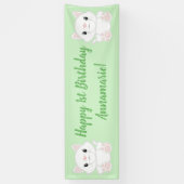 Cat Birthday Party Kitty Green Banner (Vertikal)