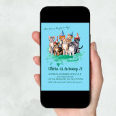 Cat Birthday Party, Mädchen und Kinder Blue Einladung