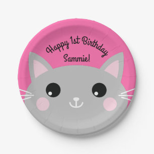 Cat Birthday Party Pappteller