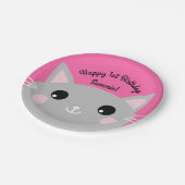Cat Birthday Party Pappteller (Schrägansicht)