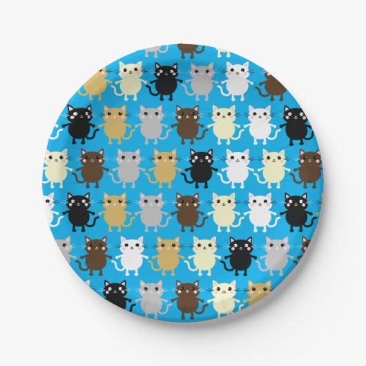 Cat Birthday Party Pappteller (Vorderseite)