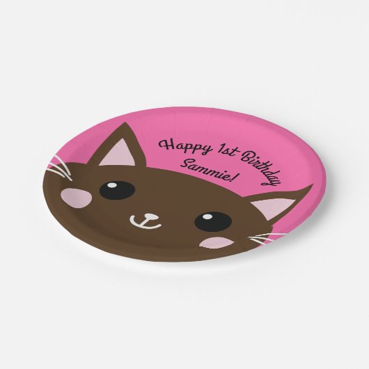 Cat Birthday Party Pappteller (Schrägansicht)