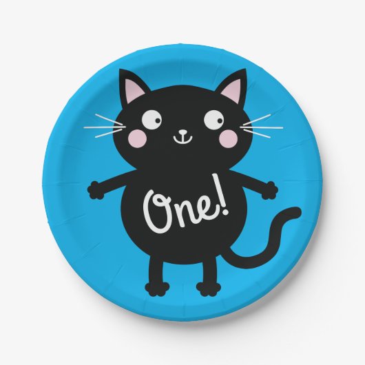 Cat Birthday Party Pappteller (Vorderseite)