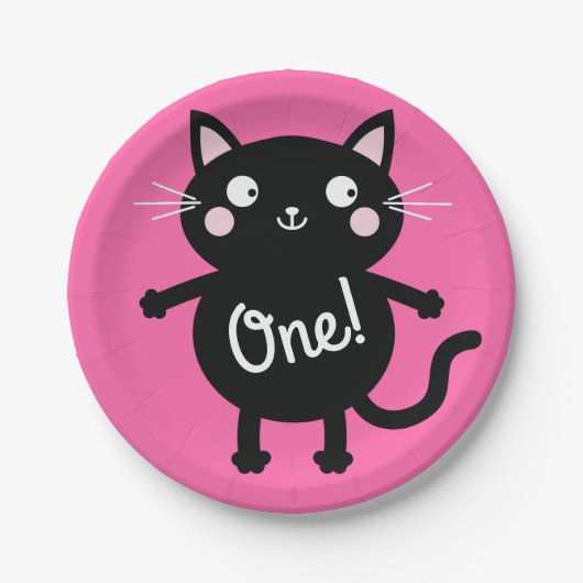 Cat Birthday Party Pappteller (Vorderseite)