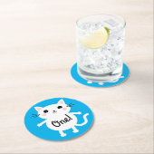 Cat Birthday Party Runder Pappuntersetzer (Vor Ort)