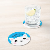 Cat Birthday Party Runder Pappuntersetzer (Vor Ort)