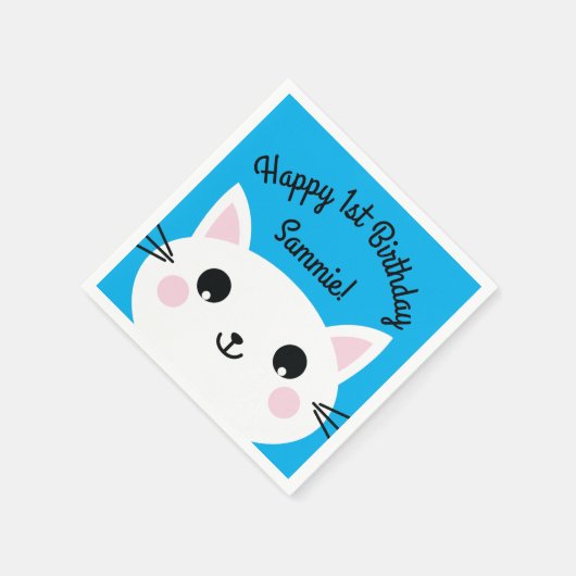 Cat Birthday Party Serviette (Ecke)