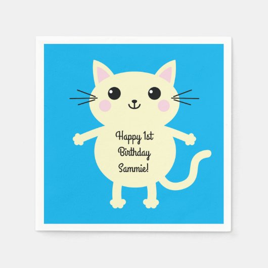 Cat Birthday Party Serviette (Vorderseite)