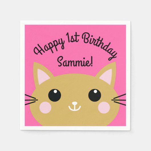 Cat Birthday Party Serviette (Vorderseite)
