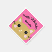 Cat Birthday Party Serviette (Ecke)