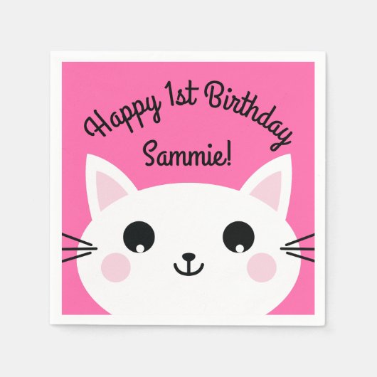 Cat Birthday Party Serviette (Vorderseite)