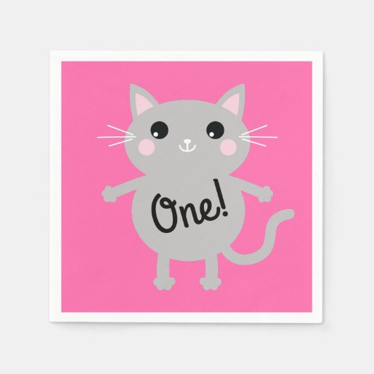 Cat Birthday Party Serviette (Vorderseite)