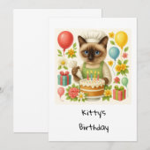 Cat Birthday Party zum Thema Kuchen Einladung (Vorne/Hinten)