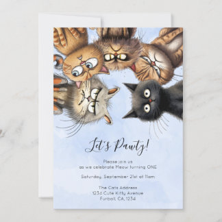 Cat Birthday Pawty Niedlich Personalisiert Einladung