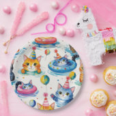 Cat Birthday Pool Party for Cat Lovers Pappteller (Party)