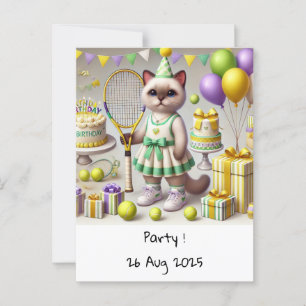Cat Birthday Themed for Tennis Player Postkarte