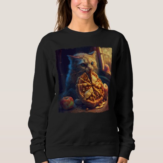 Cat Biting Apple Pie Sweatshirt (Vorderseite)