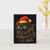 Cat Black Christmas Tree Lights Funny Santa Kitten Karte (Gelbe Blume)