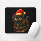 Cat Black Christmas Tree Lights Funny Santa Kitten Mousepad (Mit Mouse)