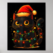 Cat Black Christmas Tree Lights Funny Santa Kitten Poster (Vorne)