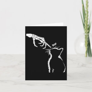 Cat Black Lover Skeleton Hand Boop Funny Halloween Karte