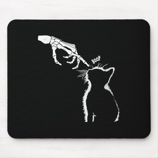 Cat Black Lover Skeleton Hand Boop Funny Halloween Mousepad (Vorne)