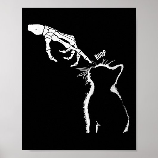 Cat Black Lover Skeleton Hand Boop Funny Halloween Poster (Vorne)