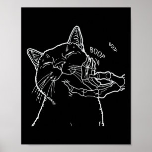 Cat Black Lover Skeleton Hand Boop Funny Halloween Poster