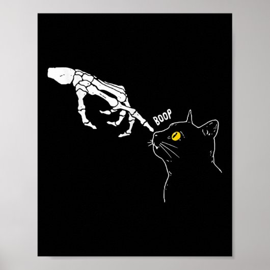 Cat Black Lover Skeleton Hand Boop Funny Halloween Poster (Vorne)