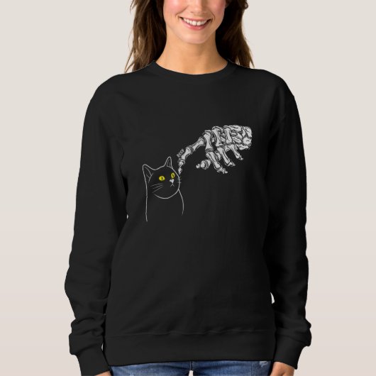 Cat Black  Skeleton Hand Boop  Halloween Sweatshirt (Vorderseite)