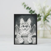 Cat Black & White Gargoyle Halloween Postkarte (Stehend Vorderseite)