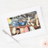 Cat Blick auf Sushi Rechteckiger Aufkleber (Umschlag)