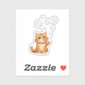 Cat Blowing Shiny Bubbles New Year 2026 Aufkleber (Blatt)