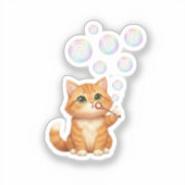  Cat Blowing Shiny Bubbles New Year 2026  Aufkleber (Vorderseite)