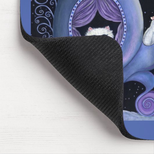 Cat Blue Carriage Winter Snowy Owl White Deh Niedl Mousepad (Ecke)