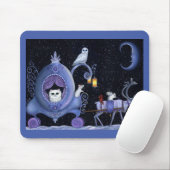 Cat Blue Carriage Winter Snowy Owl White Deh Niedl Mousepad (Mit Mouse)